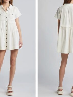 Free People White Button-Front Babydoll Shirt Dress – Effortless Everyday Style